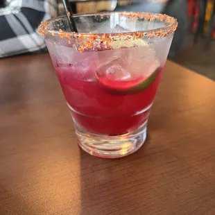 Prickly Pear margarita. I wish I would have taken a pic before I started downing it but it&apos;s as delicious as it is beautiful