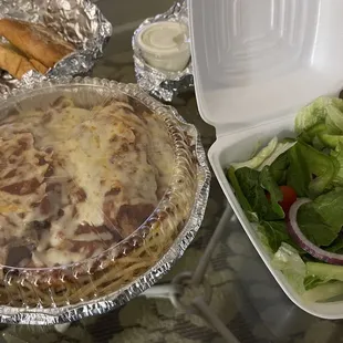 Saturday special Chicken parm with garlic bread and a side salad