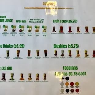 Drink menu