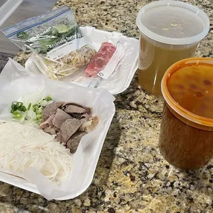 House Special Combination with Spicy Broth and an extra order of regular Pho.