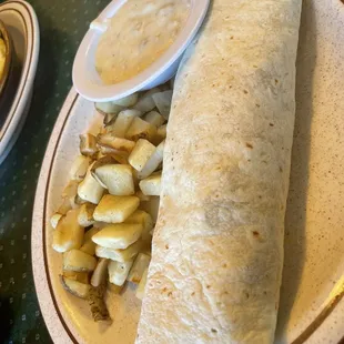 Colorado Omelet Burrito with gravy on the side