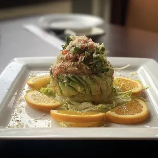 Hands down my favorite. The crab, micro greens on top of a bed of rice surrounded by avocado. The flavor and textures were incredible.