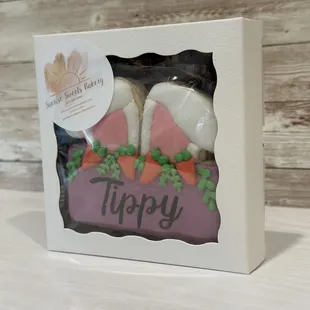 Customized Easter cookies in individually wrapped boxes for the whole fam!