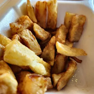 Diced fries twice warmed