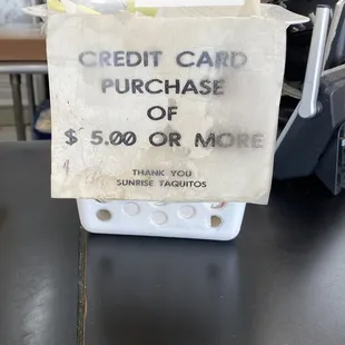 $5 card minimum