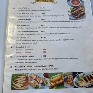 sushi and sashimi, menu