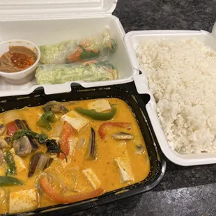 C1. Pad Ped with steamed tofu Fresh roll White rice