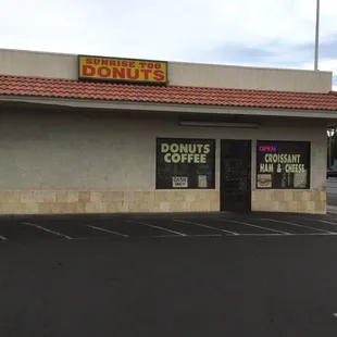 Outside of the doughnut shop