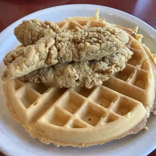 Chicken strips and Waffle