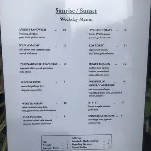 menu