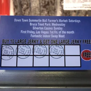 Stamp card available for a free bag