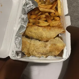 a container of french fries