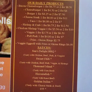 menu