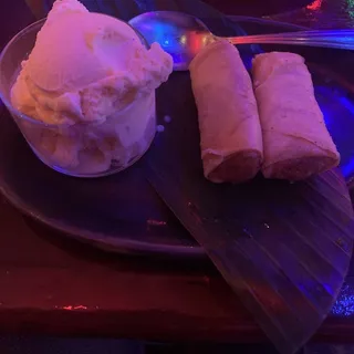 Fried Banana and Vanilla Ice Cream