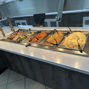 a buffet of food