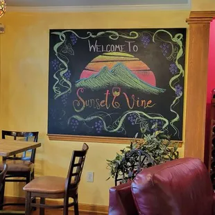 a chalkboard in the dining room