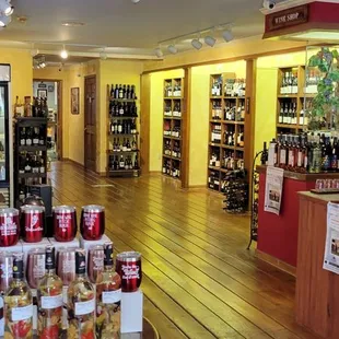 the inside of a wine shop