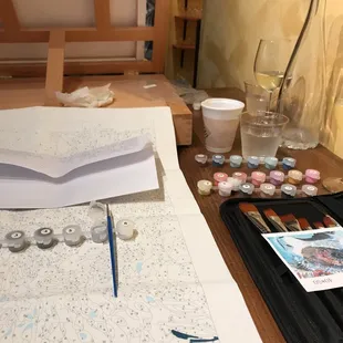 Enjoying some painting and wine!