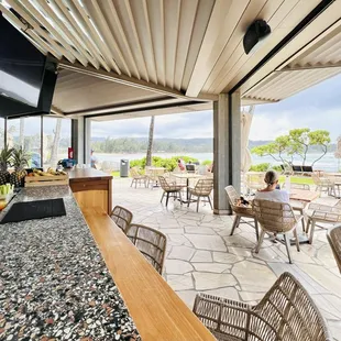 View of the beach from the bar.