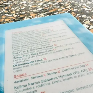 Food menu.