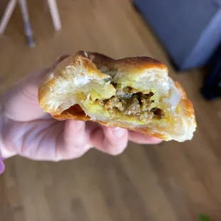 Curry beef pastry roll - flaky layers with savory curry beef inside. 4/5