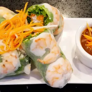 Shrimp Spring Rolls w/ peanut sauce