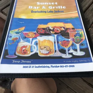 Their front menu, with address &amp; phone!