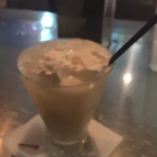 a drink with ice cream and whipped cream