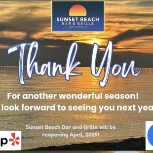 Thank you for a wonderful season. We look forward to seeing you again in 2025l