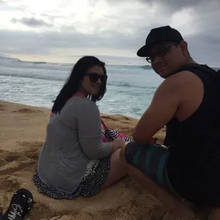 Admiring the big waves!