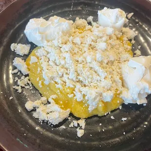 Mamaliga (polenta) Polenta with Feta Cheese and Sour Cream