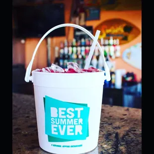 a bucket of ice cream