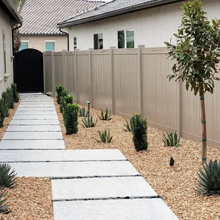 Side yard stamped concrete