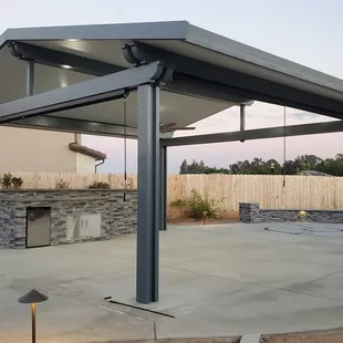 "Elitewood" pavilion with bar island in the foreground.