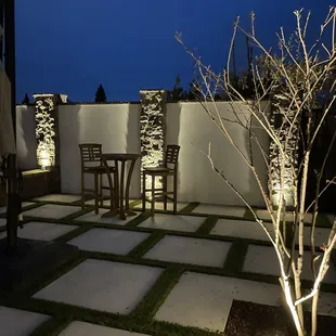 Decorative masonry block wall.