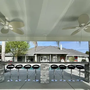 Outdoor Bar under a patio cover.