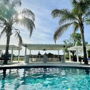 Outdoor pergolas with pool