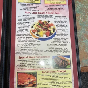 menu and prices