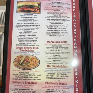 the menu for the restaurant