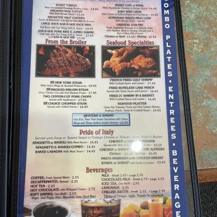 the menu and prices
