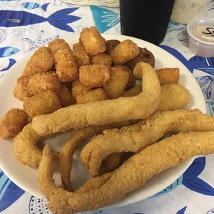 Catfish, tater tots and hush puppies
