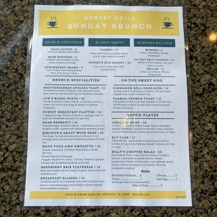 The new breakfast menu. No brunch.