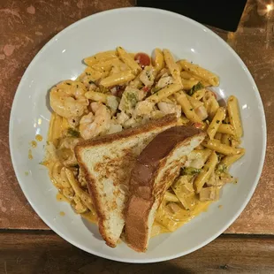 Pasta Diablo with chicken and shrimp