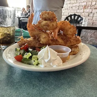 The Coco Loco. Coconut shrimp (huge) and white fish in a coconut batter.