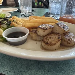 Scallops. Delicious with a light blackening spice but very sweet.