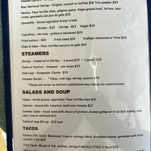 Menu-Appetizers etc.