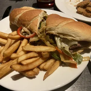 Philly Steak sandwich with jalapeños &amp; mushrooms added