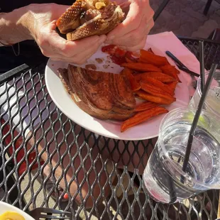 Patty Melt with Sweet Potato fries