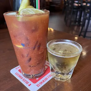 Bloody mary with beer chaser