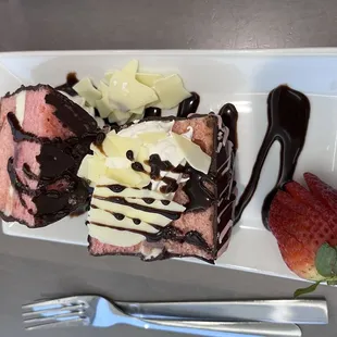 Strawberry cream cheese chocolate ganache dessert